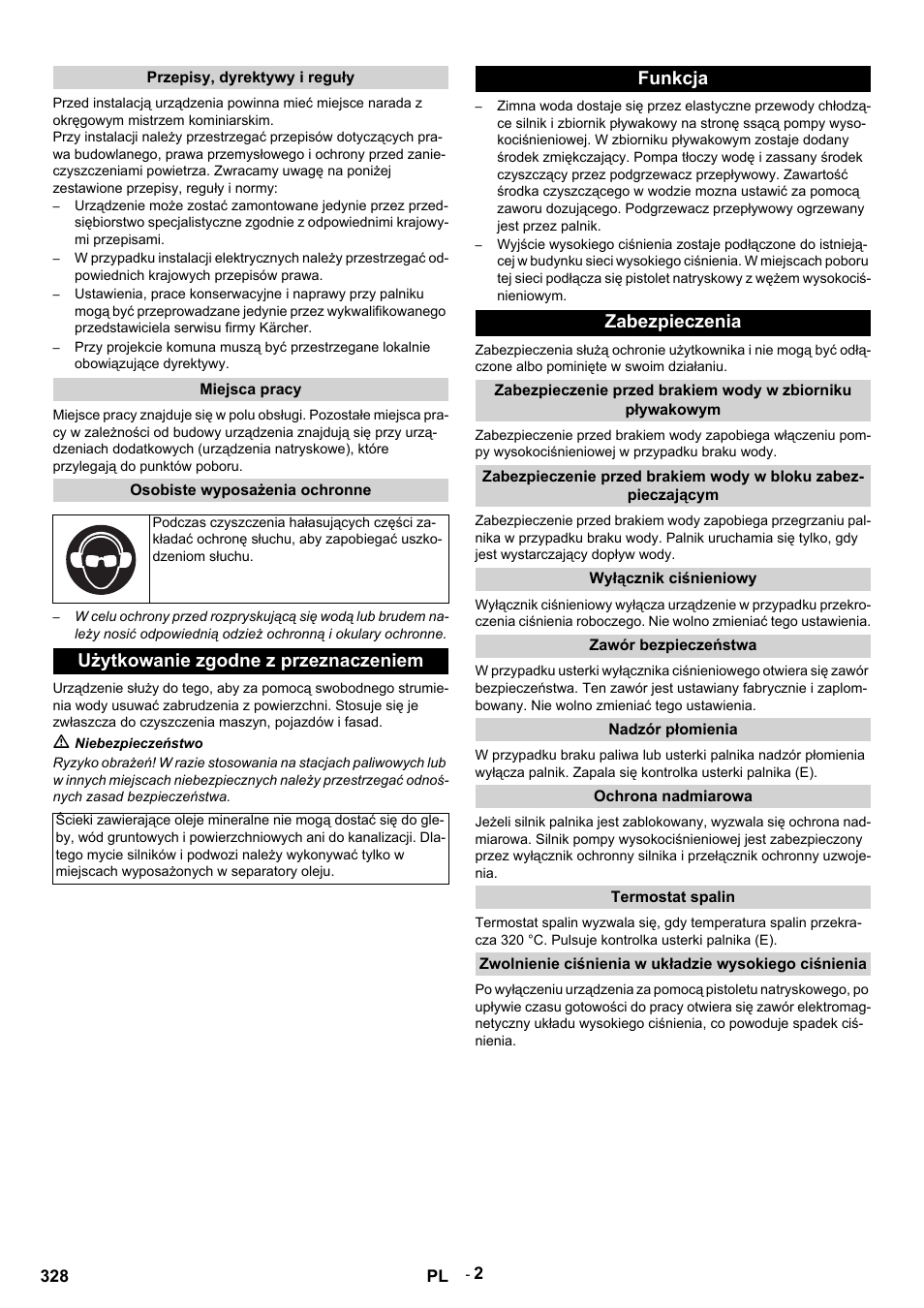 Użytkowanie zgodne z przeznaczeniem, Funkcja zabezpieczenia | Karcher HDS 9-14-4 ST Eco User Manual | Page 328 / 444
