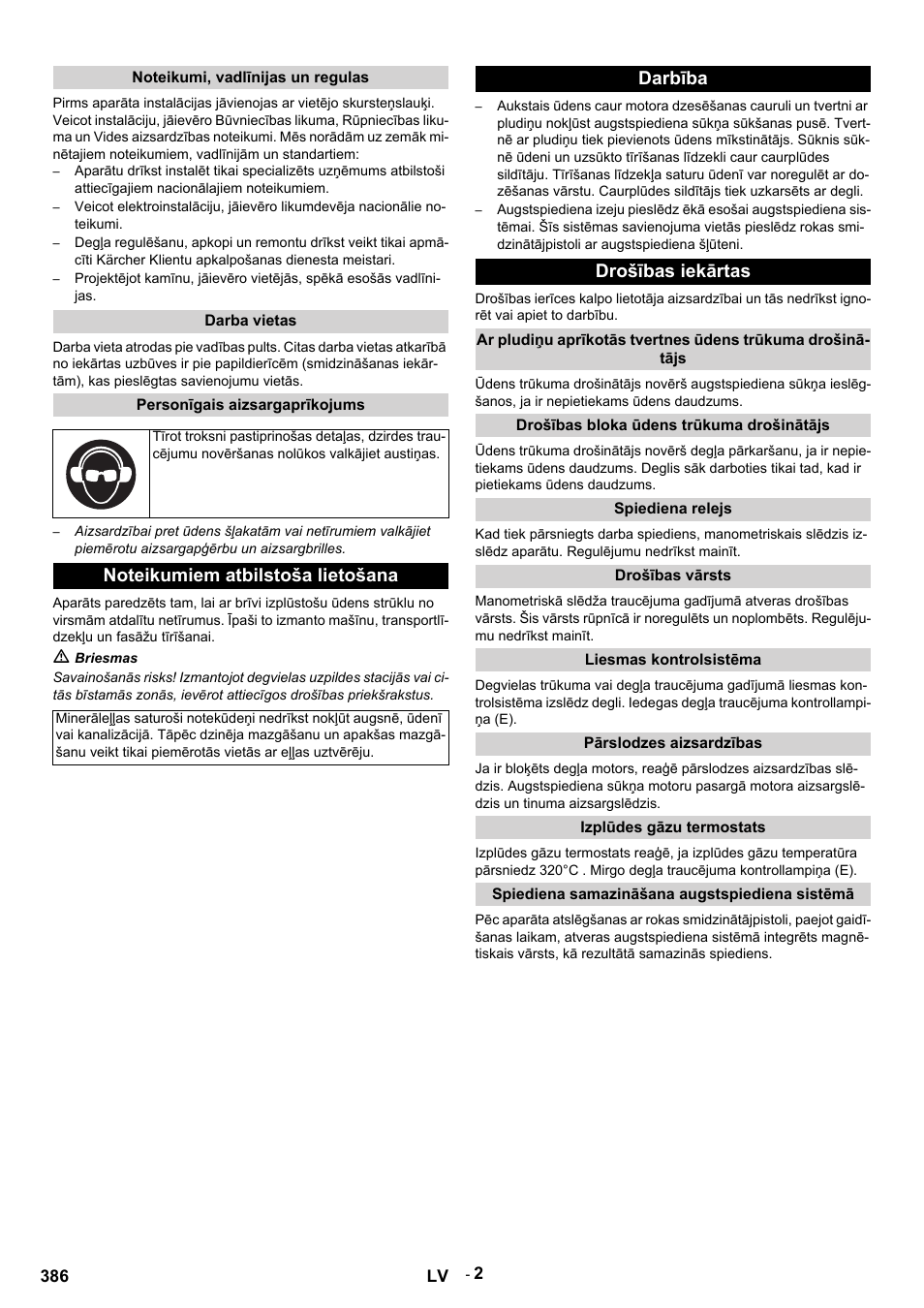 Darbība drošības iekārtas | Karcher HDS 9-14-4 ST Eco User Manual | Page 386 / 444
