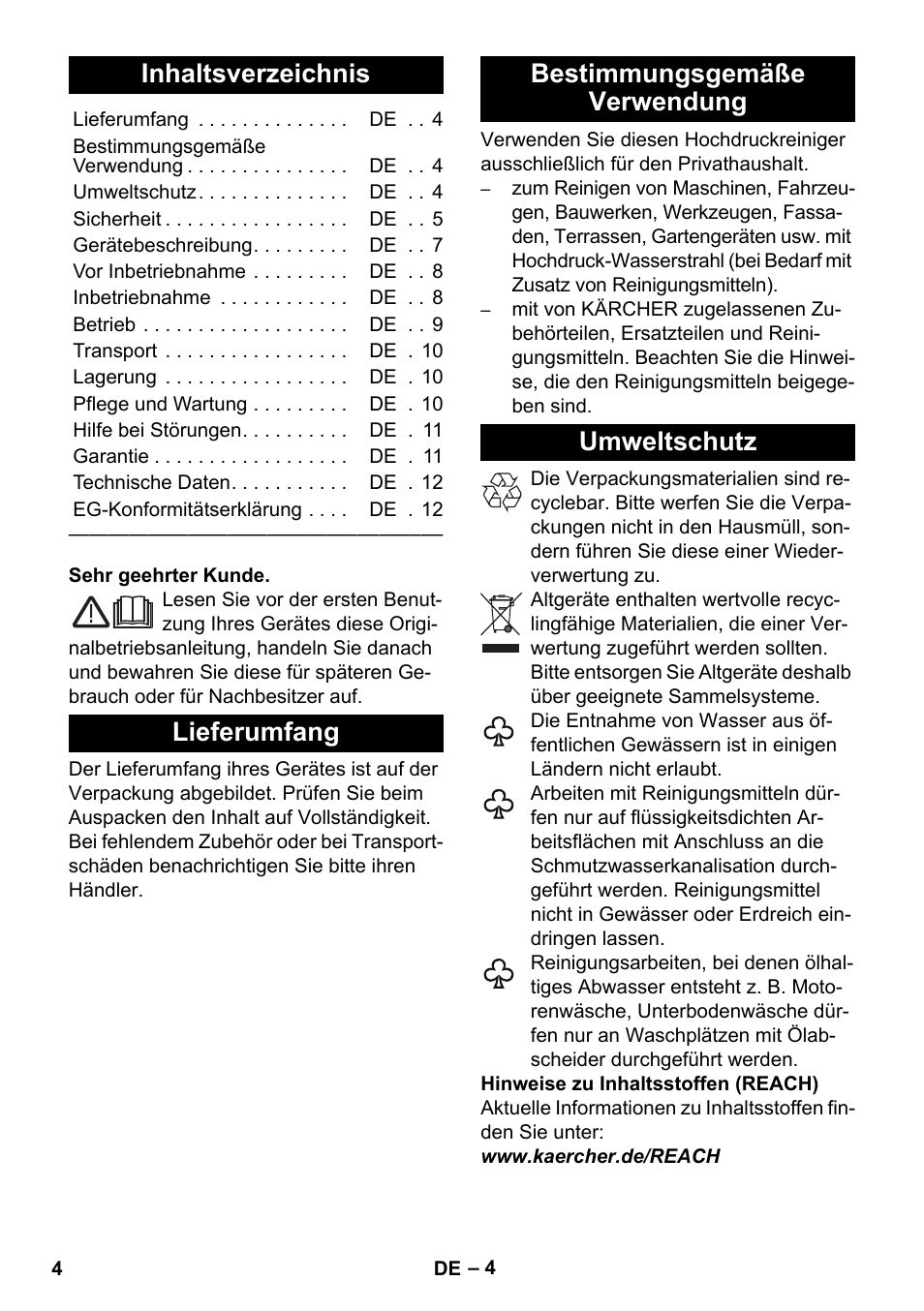 Karcher K 2 Car User Manual | Page 4 / 252