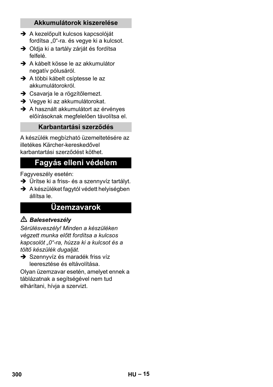 Fagyás elleni védelem üzemzavarok | Karcher B 60 W Bp Pack User Manual | Page 300 / 550
