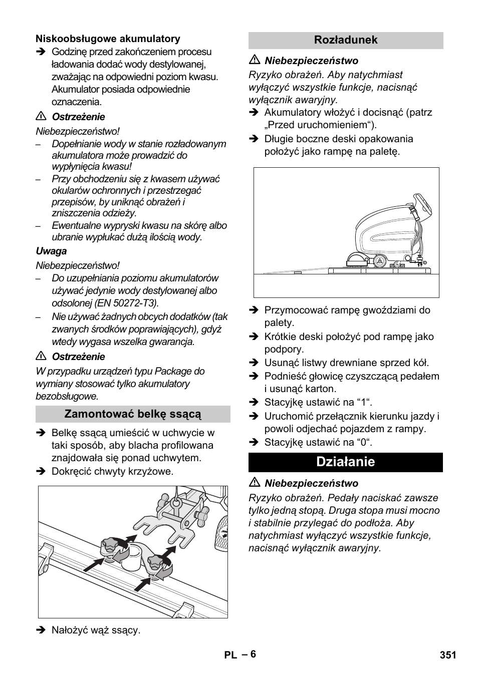 Działanie | Karcher B 60 W Bp Pack User Manual | Page 351 / 550