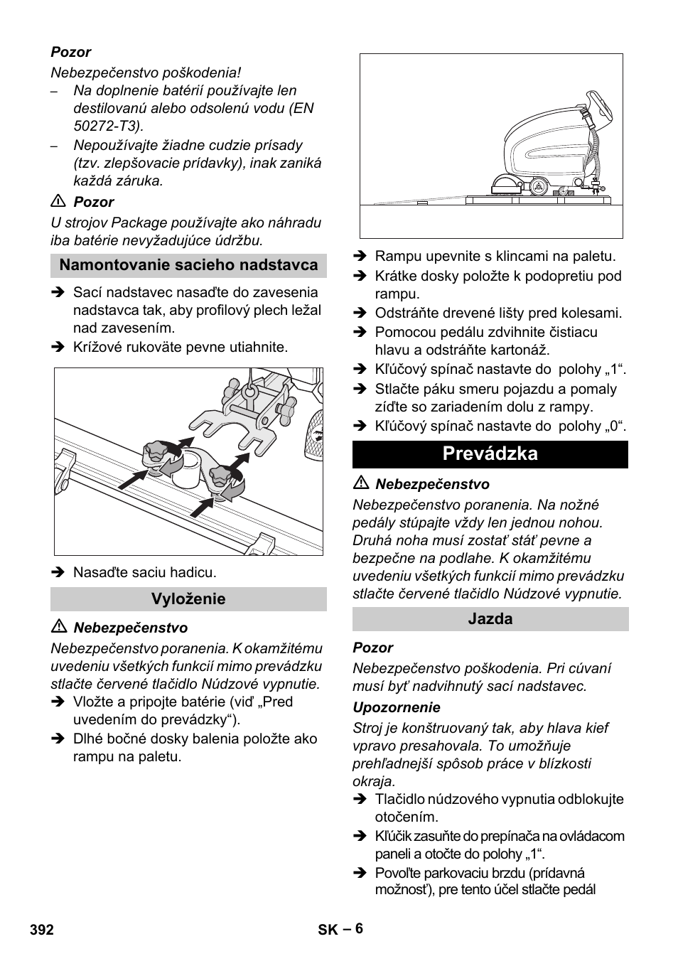 Prevádzka | Karcher B 60 W Bp Pack User Manual | Page 392 / 550