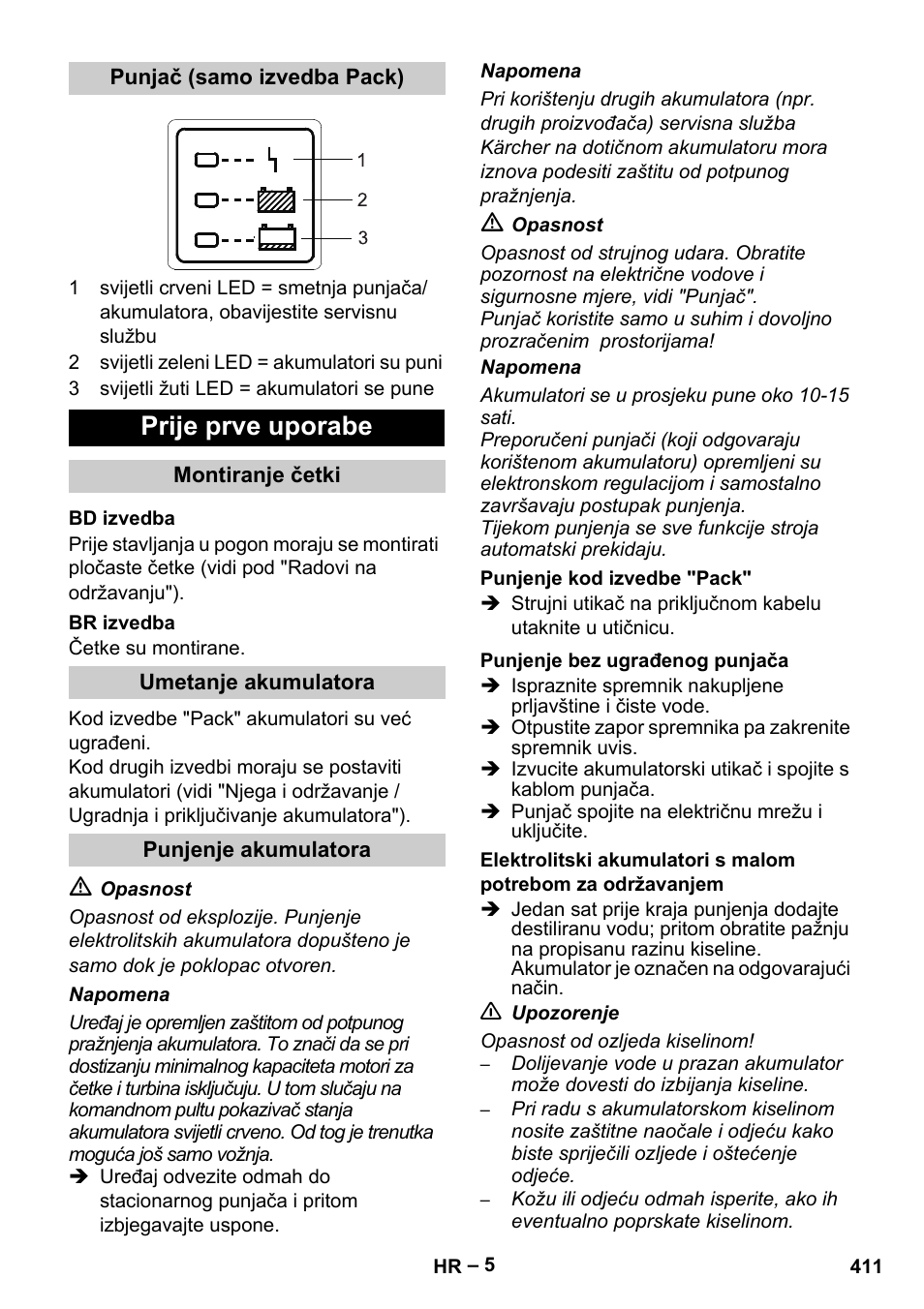 Prije prve uporabe | Karcher B 60 W Bp Pack User Manual | Page 411 / 550