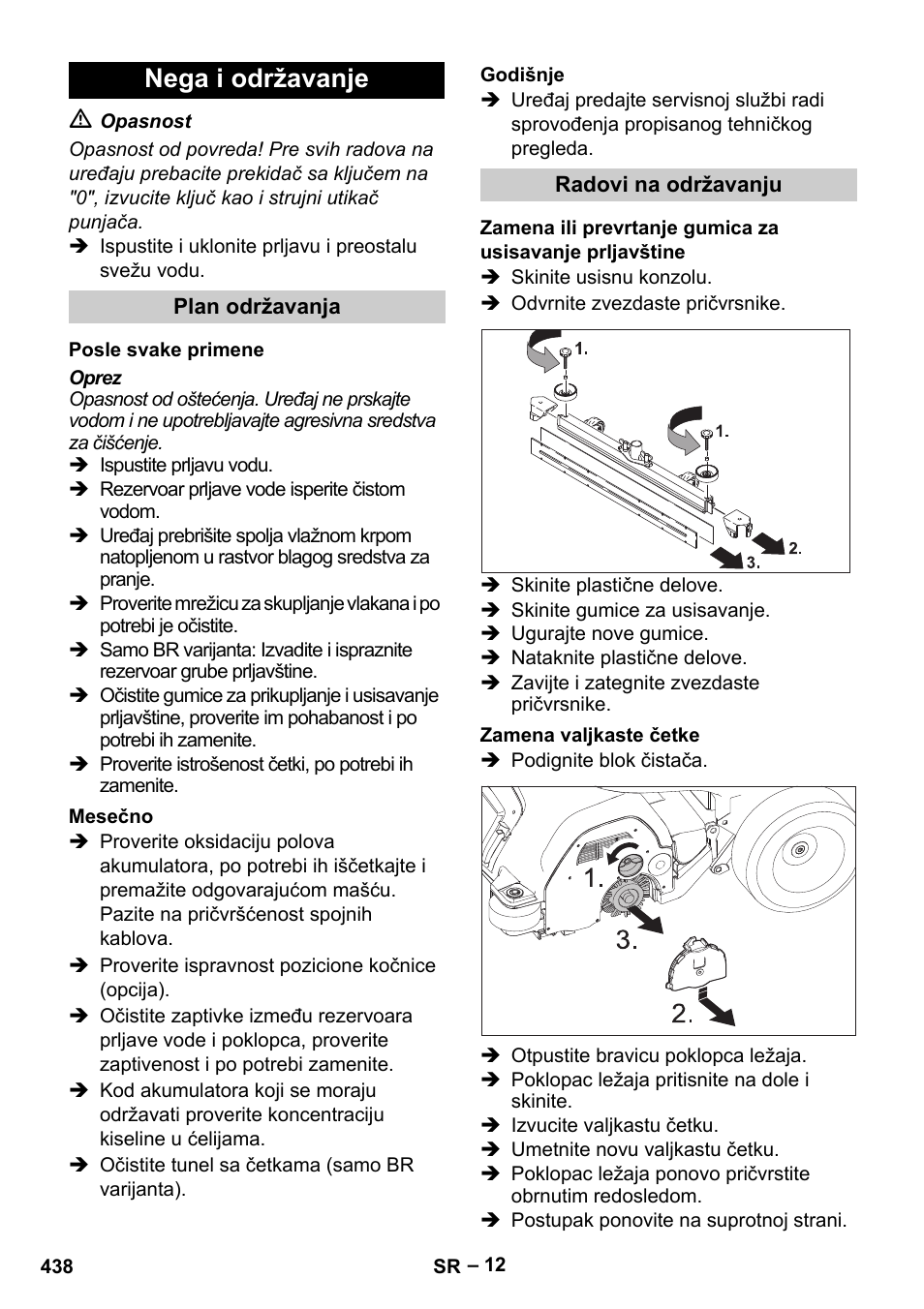 Nega i održavanje | Karcher B 60 W Bp Pack User Manual | Page 438 / 550