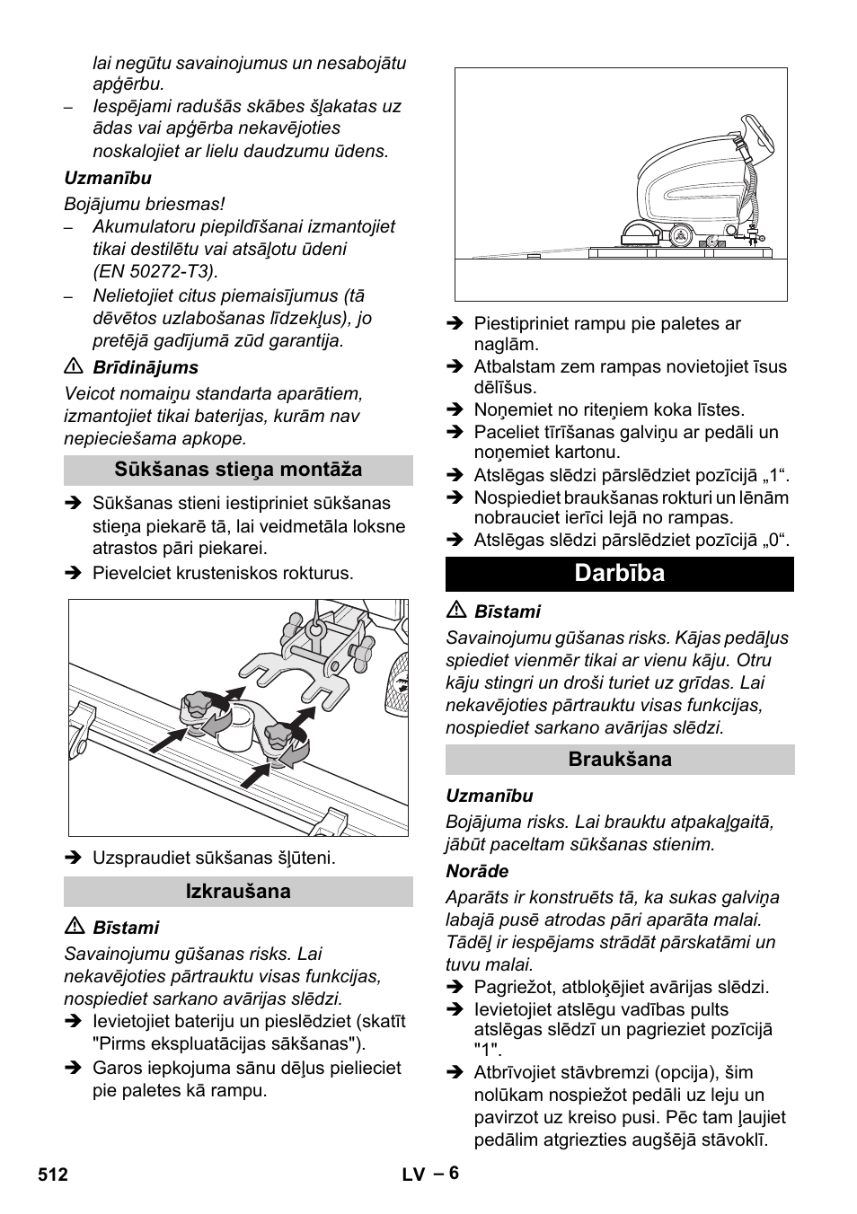 Darbība | Karcher B 60 W Bp Pack User Manual | Page 512 / 550