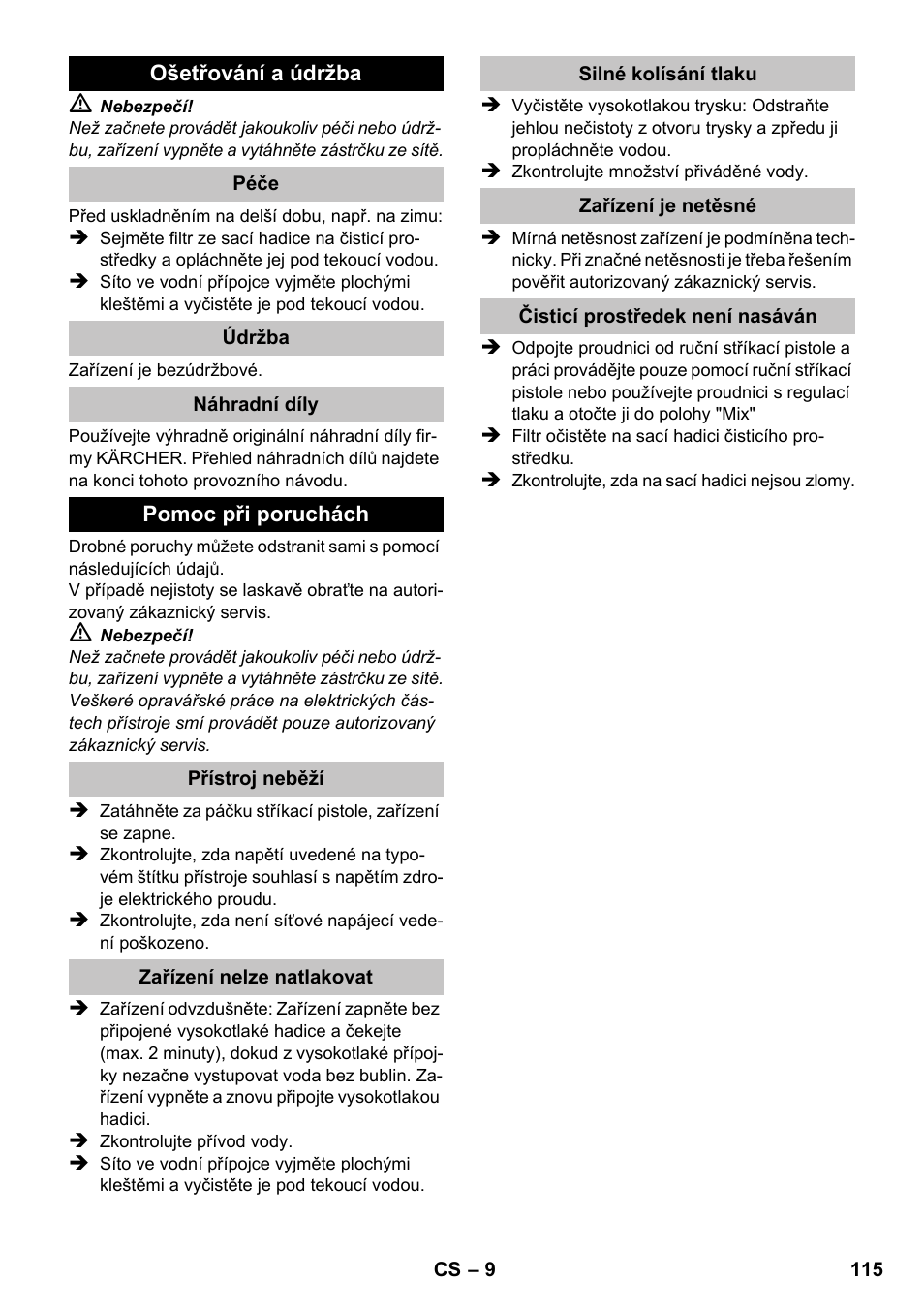 Karcher K 2 Car User Manual | Page 115 / 196