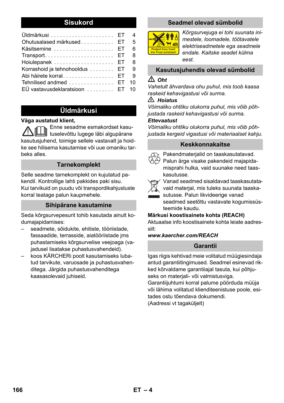 Eesti | Karcher K 2 Car User Manual | Page 166 / 196