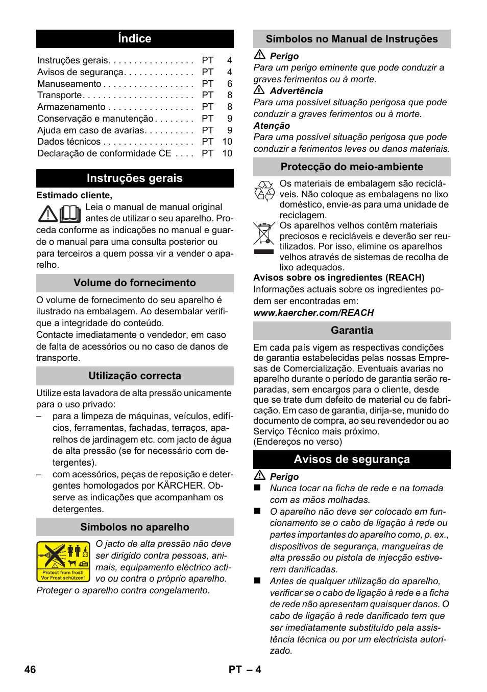 Português | Karcher K 2 Car User Manual | Page 46 / 196