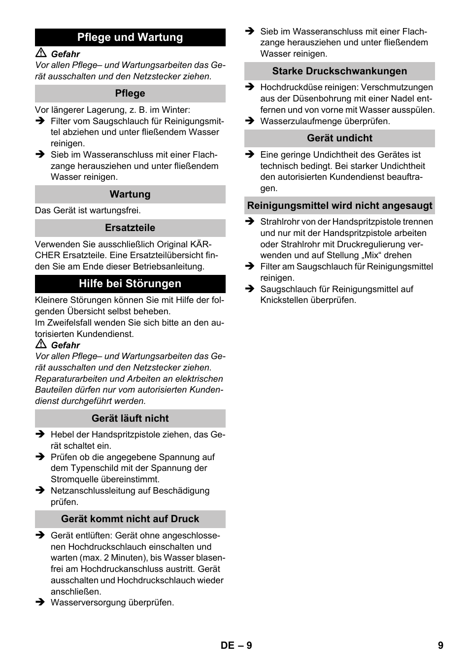 Karcher K 2 Car User Manual | Page 9 / 196