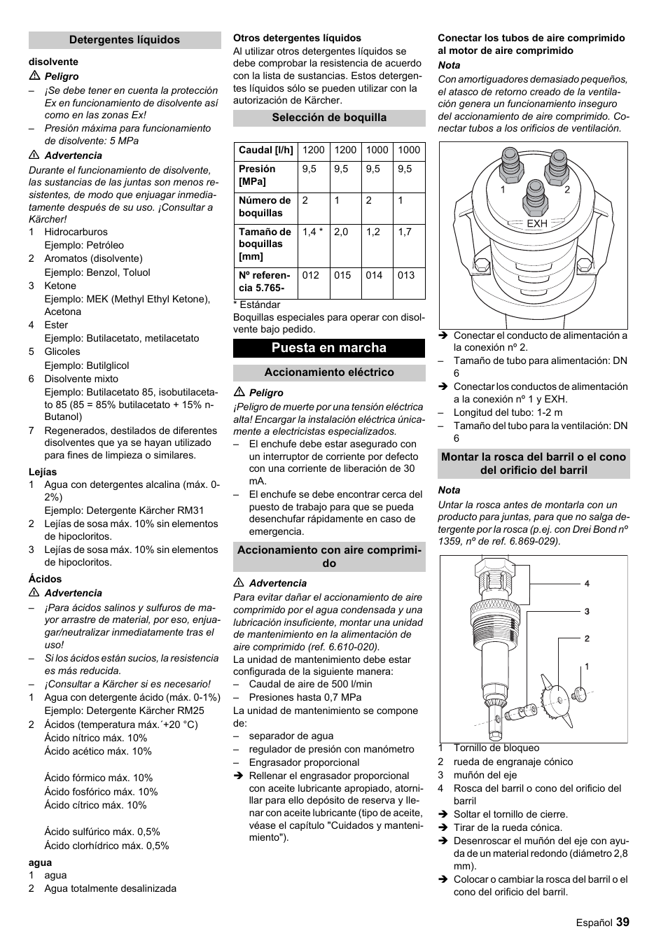 Puesta en marcha | Karcher HKF 50 E User Manual | Page 39 / 60