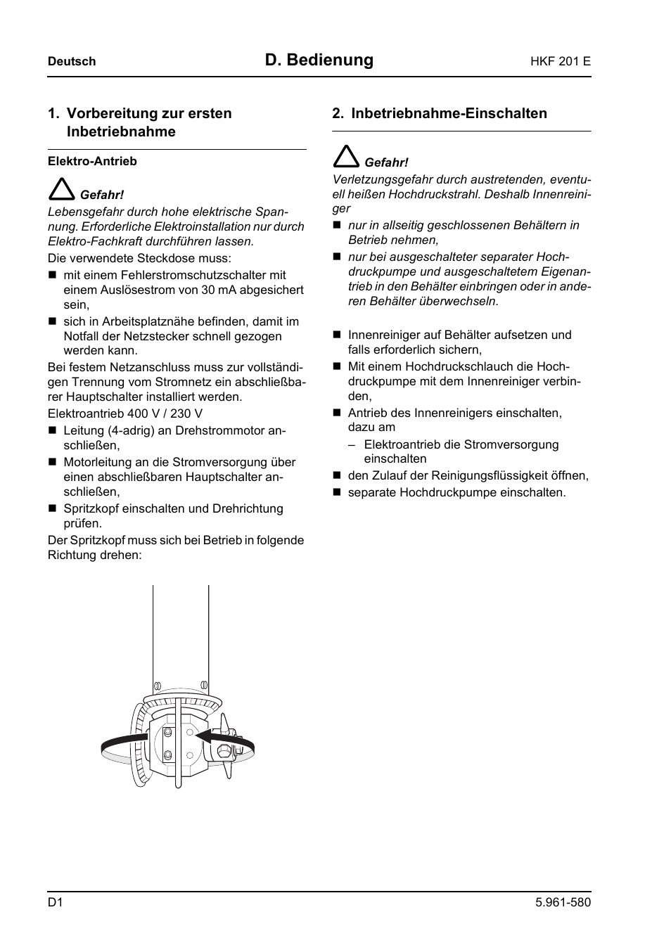 D. bedienung | Karcher HKF 201 E User Manual | Page 12 / 160