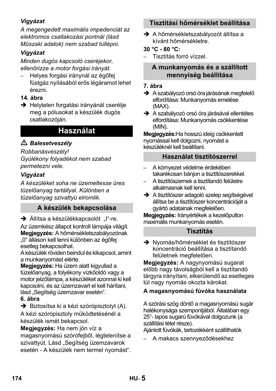 Használat | Karcher HDS 650 4M BASICEU-I User Manual | Page 174 / 328