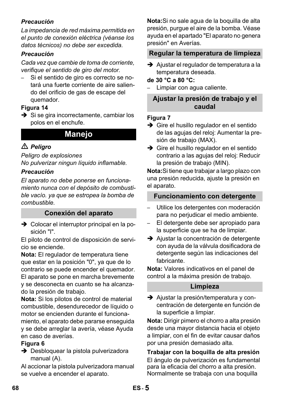 Manejo | Karcher HDS 650 4M BASICEU-I User Manual | Page 68 / 328