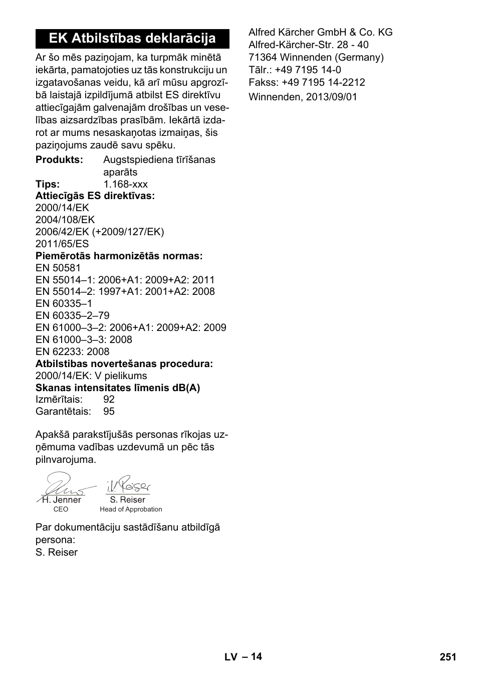 Ek atbilstības deklarācija | Karcher K 7 User Manual | Page 251 / 288