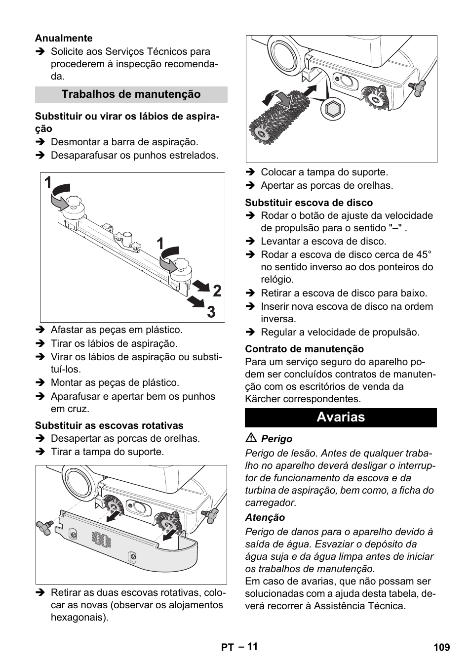 Avarias | Karcher BD 530 Bp User Manual | Page 109 / 384