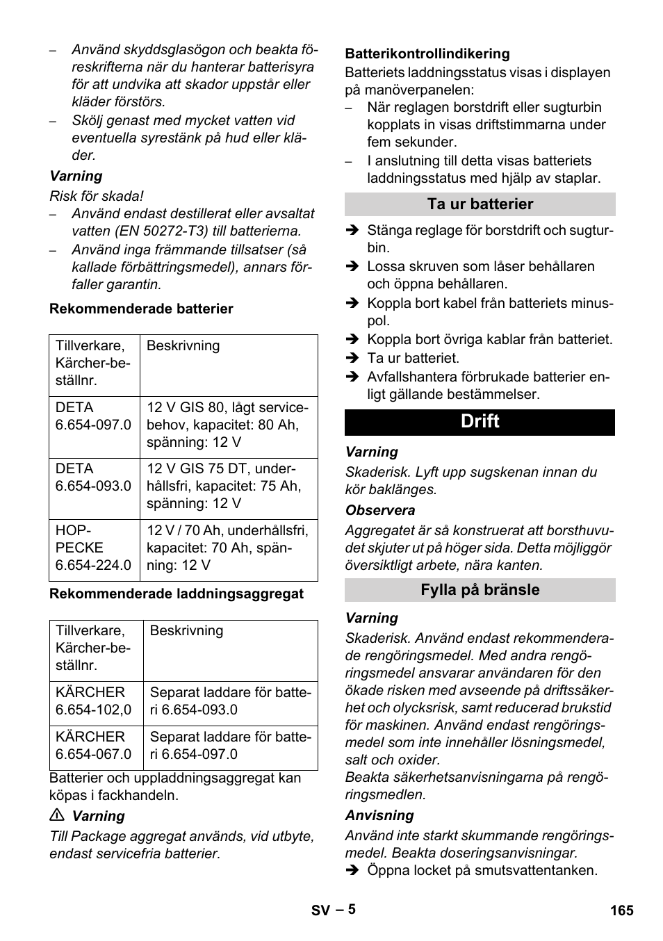 Drift | Karcher BD 530 Bp User Manual | Page 165 / 384