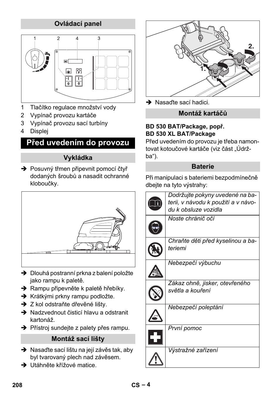 Před uvedením do provozu | Karcher BD 530 Bp User Manual | Page 208 / 384