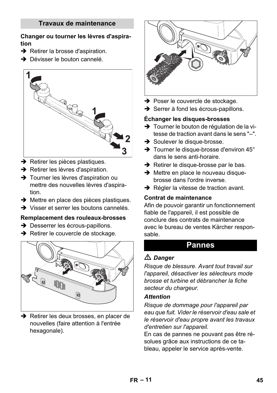 Pannes | Karcher BD 530 Bp User Manual | Page 45 / 384