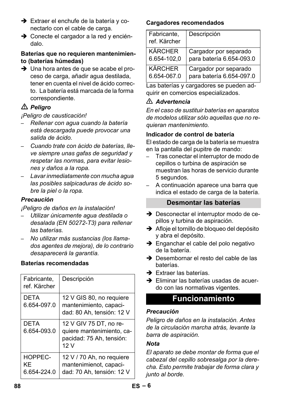 Funcionamiento | Karcher BD 530 Bp User Manual | Page 88 / 384