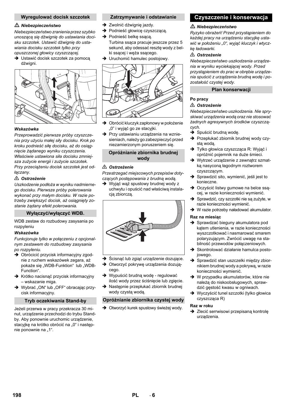 Czyszczenie i konserwacja | Karcher B 80 W Bp Pack User Manual | Page 198 / 260