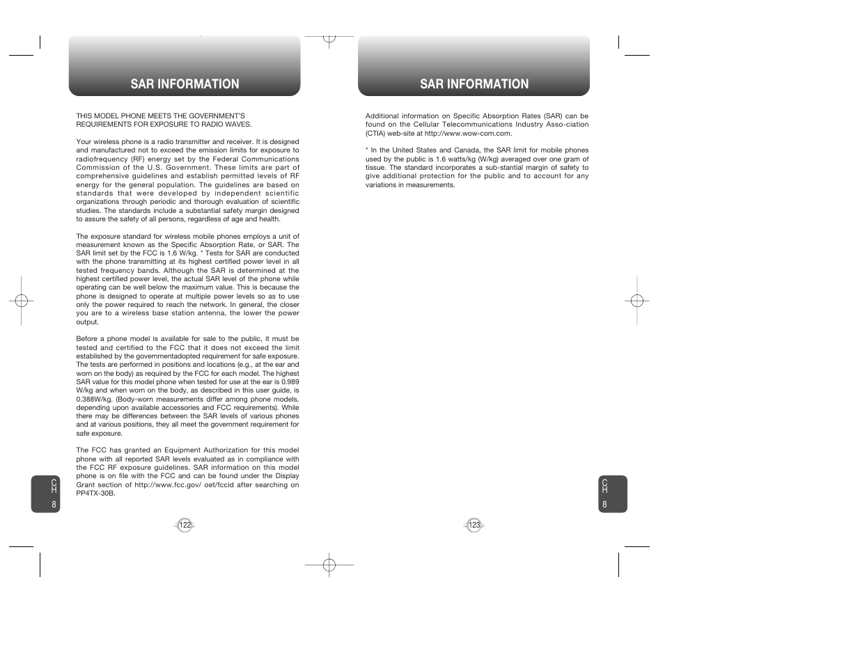 Sar information | Audiovox WIRELESS HANDSET WITH GPS CDM-8300 User Manual | Page 63 / 67