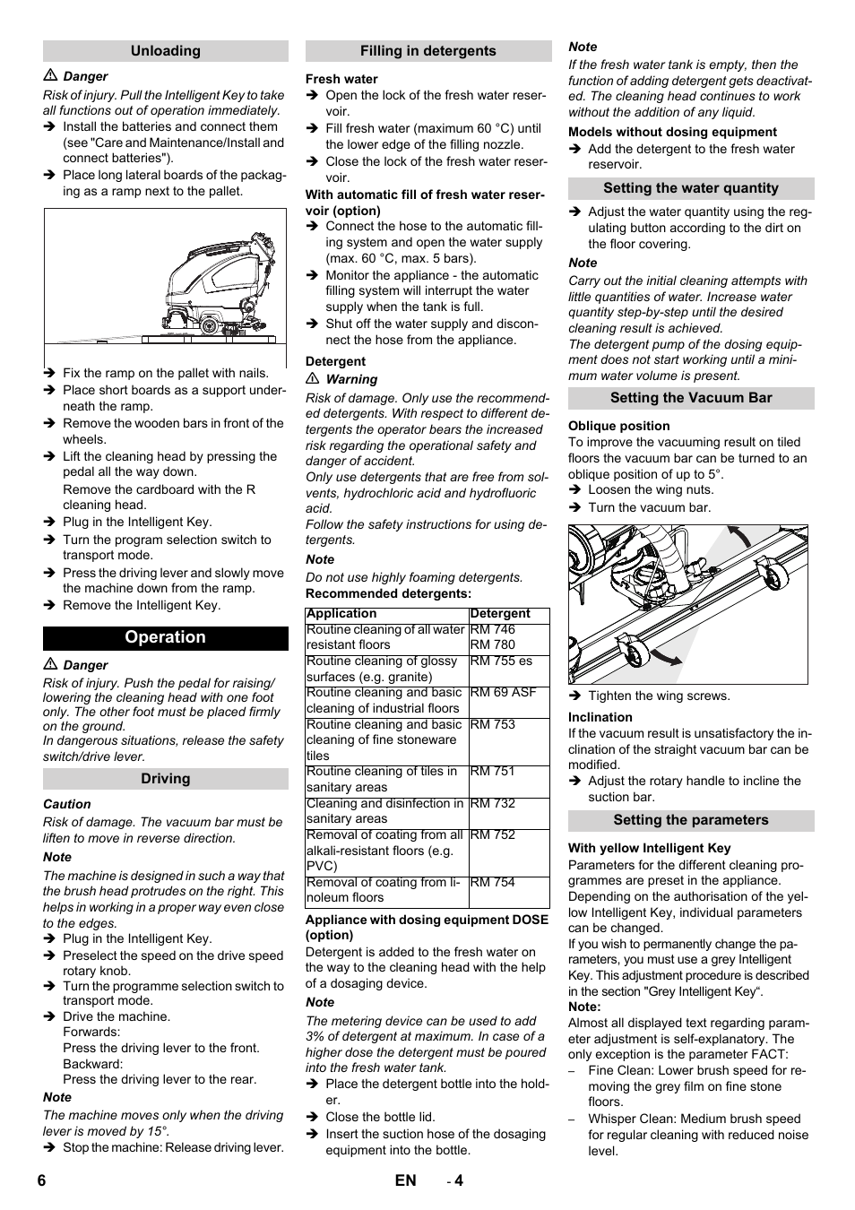 Operation | Karcher B 60 W disc User Manual | Page 6 / 16