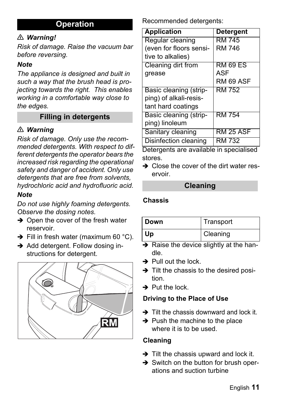 Operation | Karcher BD 530 Bp User Manual | Page 11 / 56