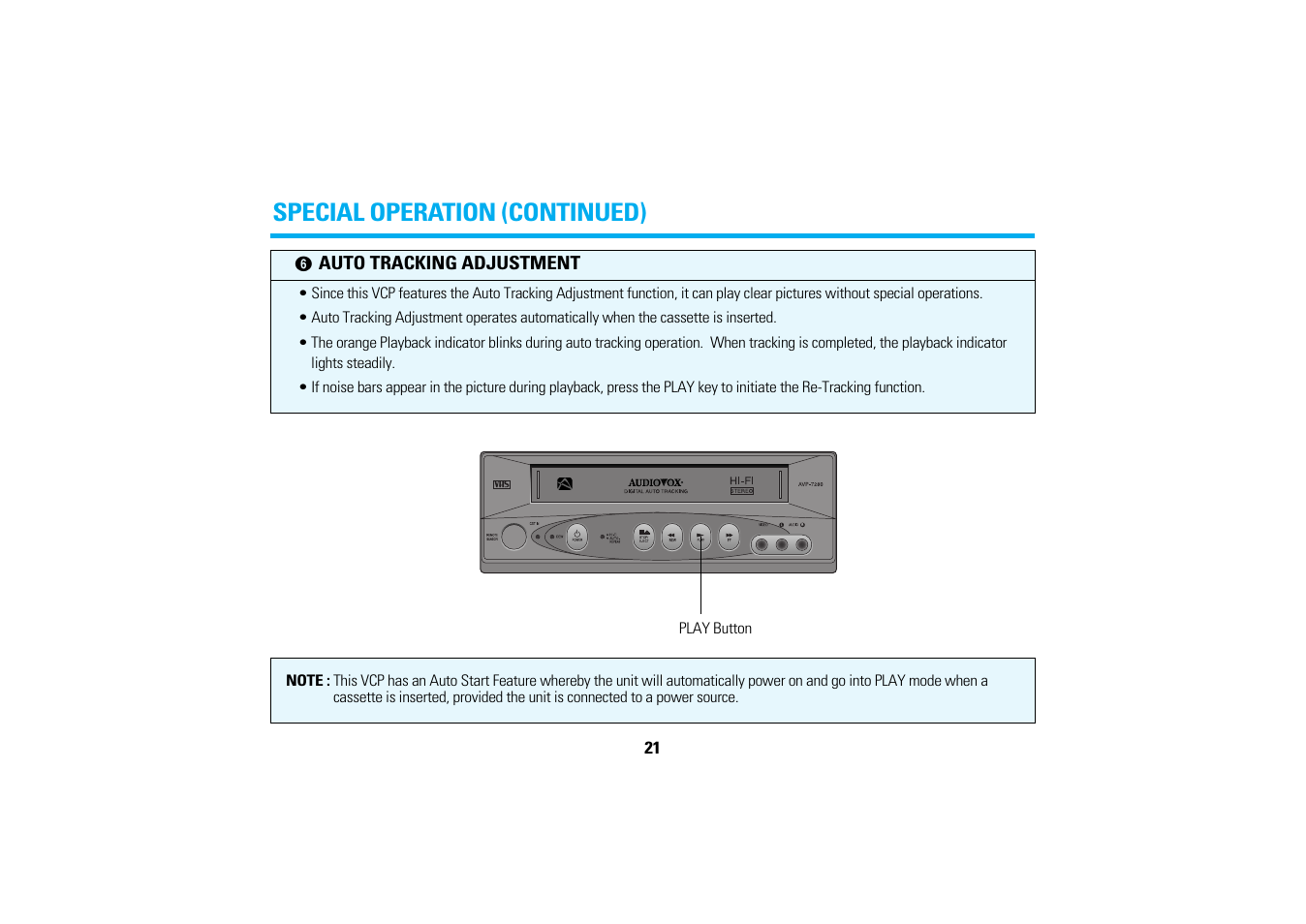 Special operation (continued) | Audiovox AVP7280 User Manual | Page 24 / 30