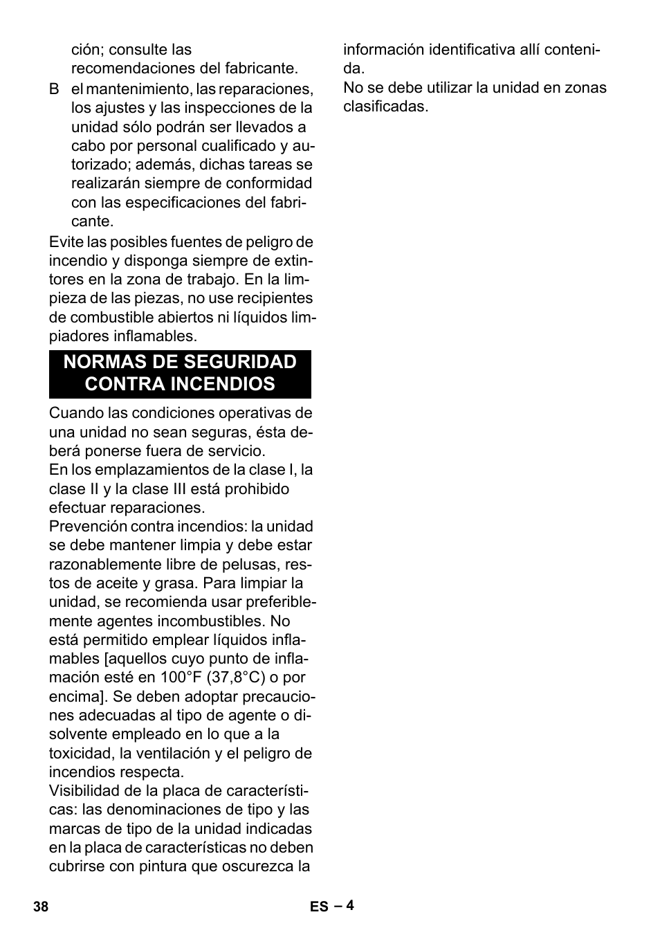 Normas de seguridad contra incendios | Karcher BR 35-12 Bp User Manual | Page 38 / 56