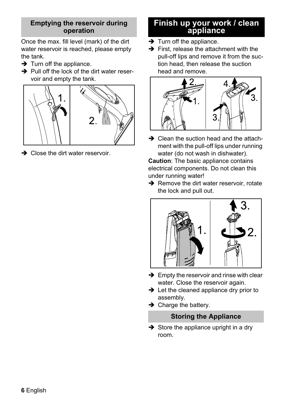 Finish up your work / clean appliance | Karcher WV 50 User Manual | Page 6 / 24