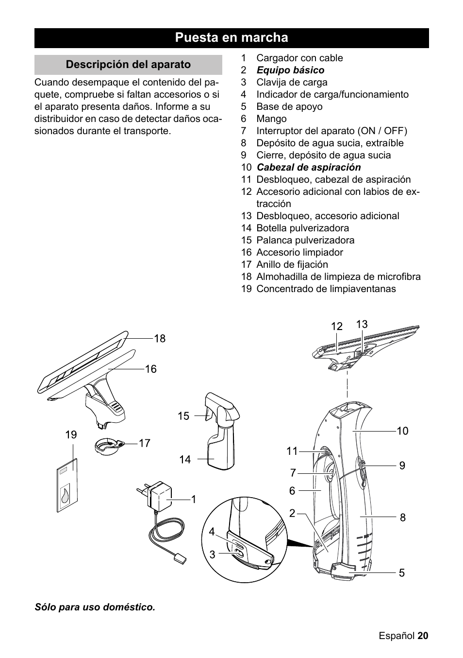 Puesta en marcha | Karcher WV 50 Plus User Manual | Page 20 / 28