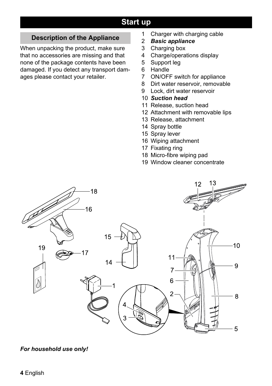 Start up | Karcher WV 50 Plus User Manual | Page 4 / 28