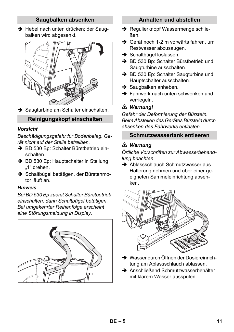 Karcher BD 530 Bp User Manual | Page 11 / 124