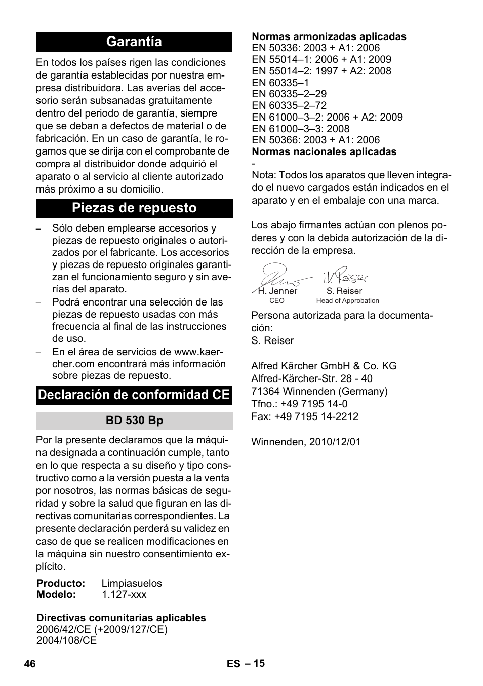 Karcher BD 530 Bp User Manual | Page 46 / 124