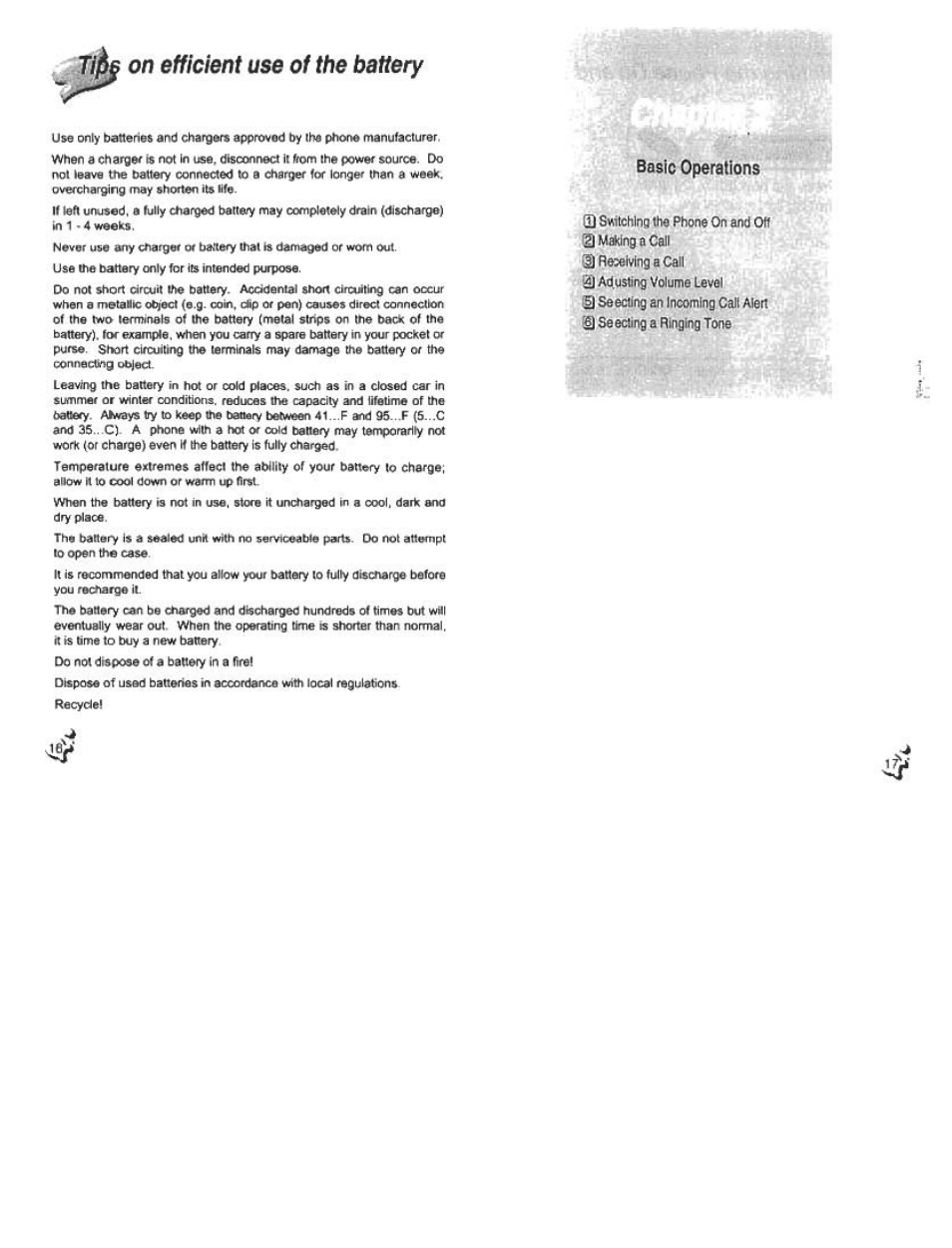 On efficient use of the battery, Tips on efficient use of the battery, Basic operations | Audiovox CDM120 User Manual | Page 9 / 41