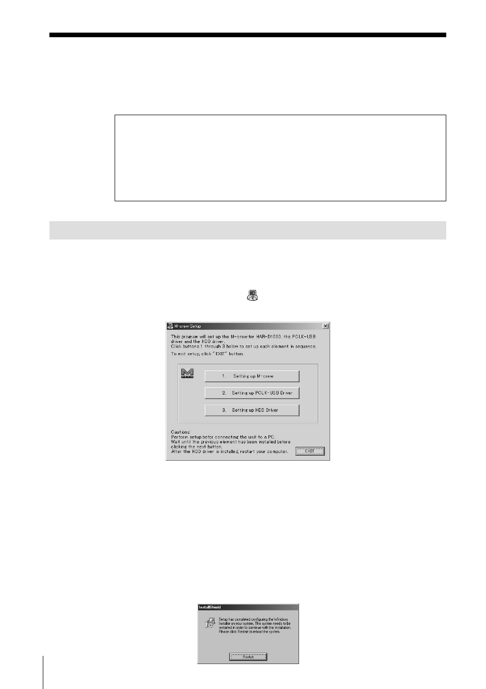 Preparación, Instalación del software, Instalación del m-crew for har-d1000 | Sony HAR-D1000 User Manual | Page 6 / 52