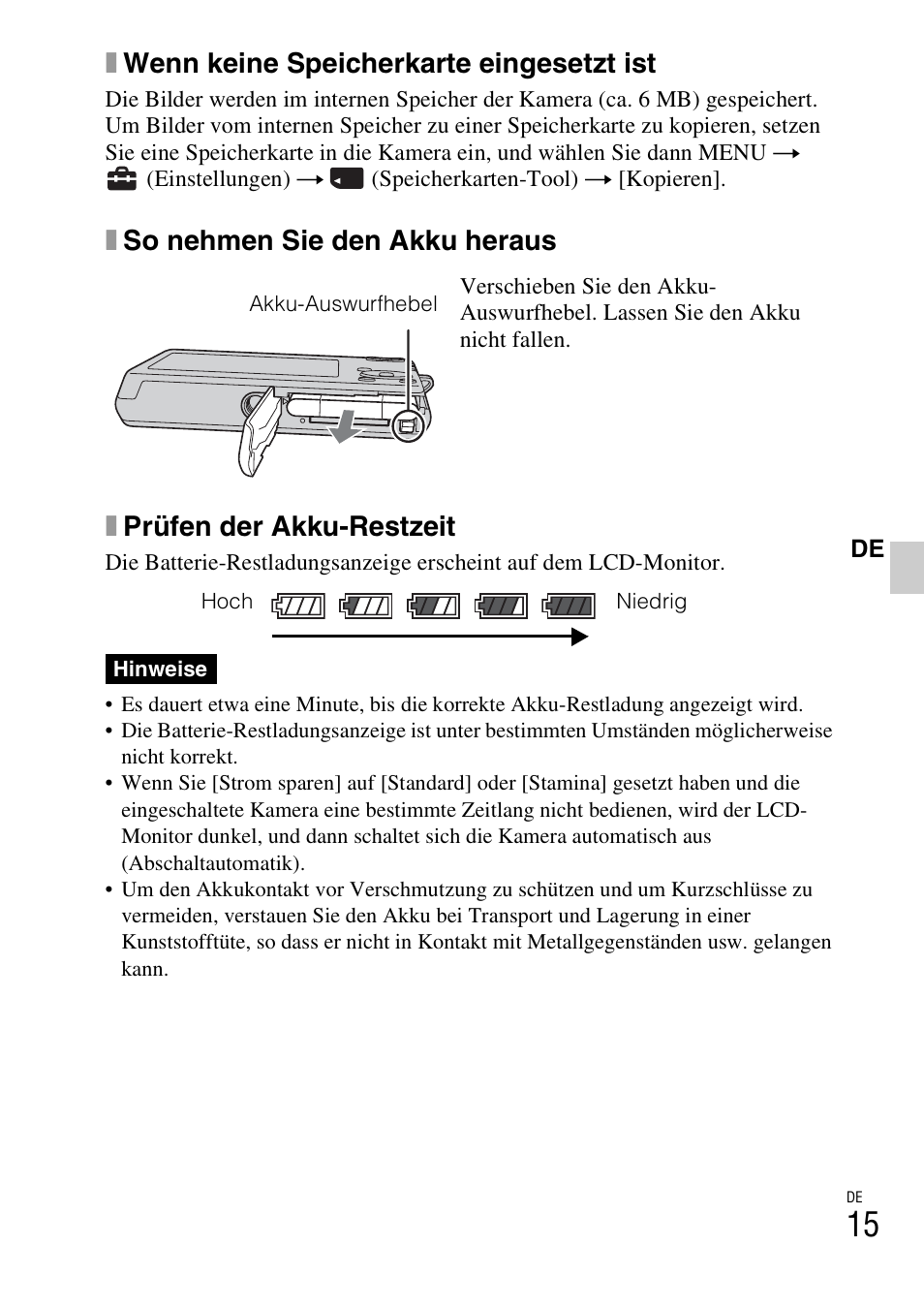 Xwenn keine speicherkarte eingesetzt ist | Sony DSC-W310 User Manual | Page 149 / 515