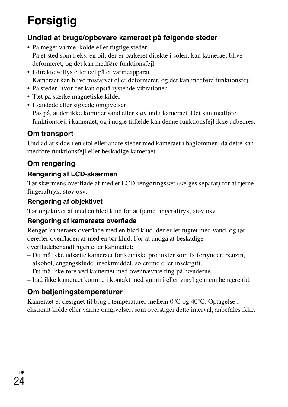 Forsigtig | Sony DSC-W310 User Manual | Page 396 / 515