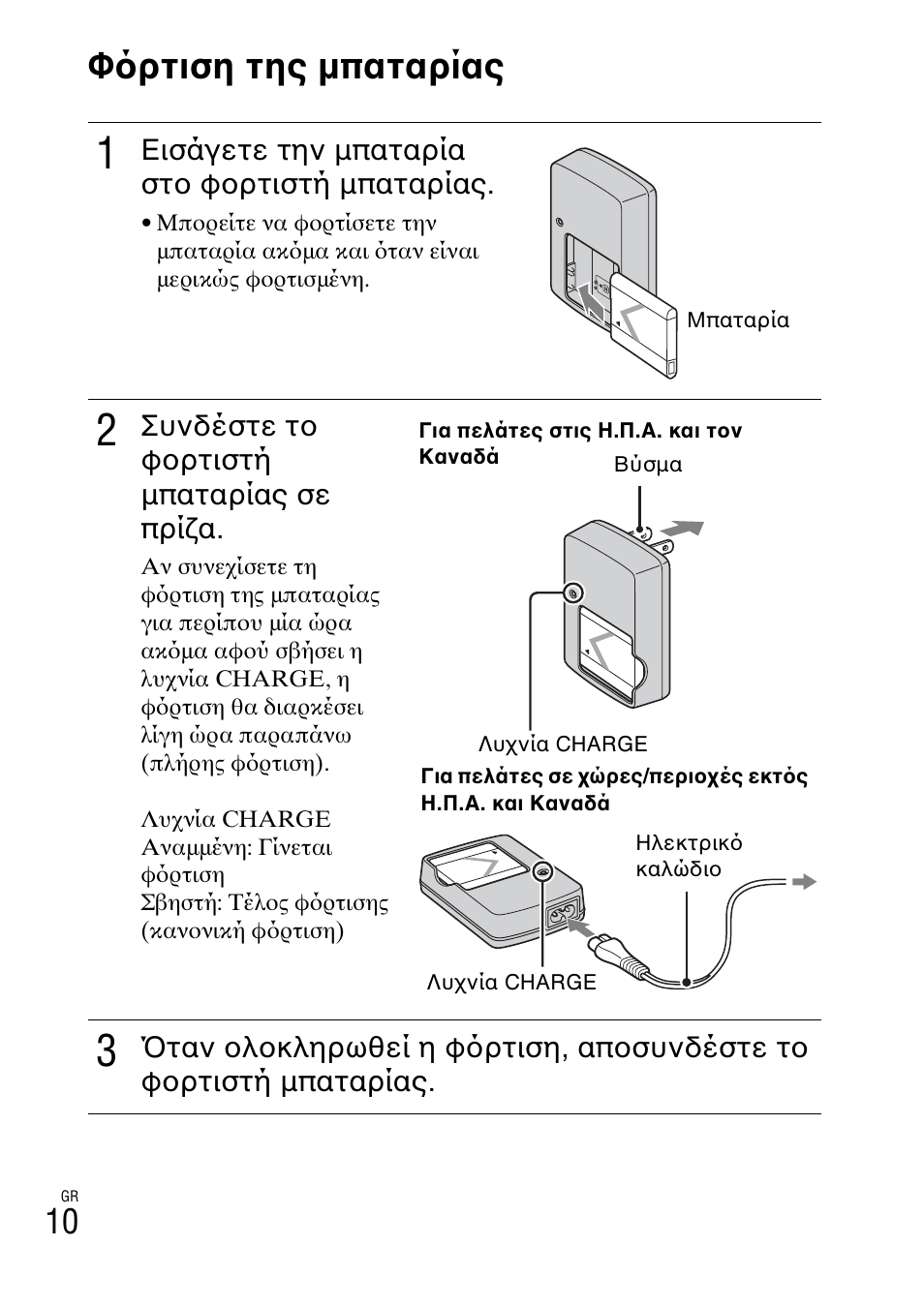Φ ρτιση της μπαταρίας | Sony DSC-W310 User Manual | Page 490 / 515