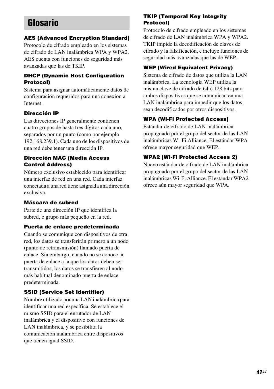 Glosario | Sony TDM-NC1 User Manual | Page 126 / 467