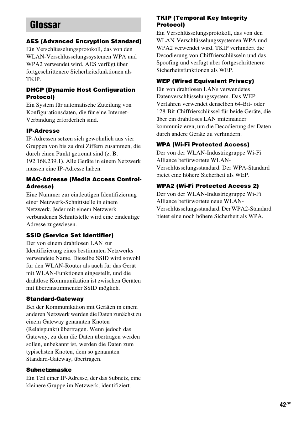 Glossar | Sony TDM-NC1 User Manual | Page 170 / 467