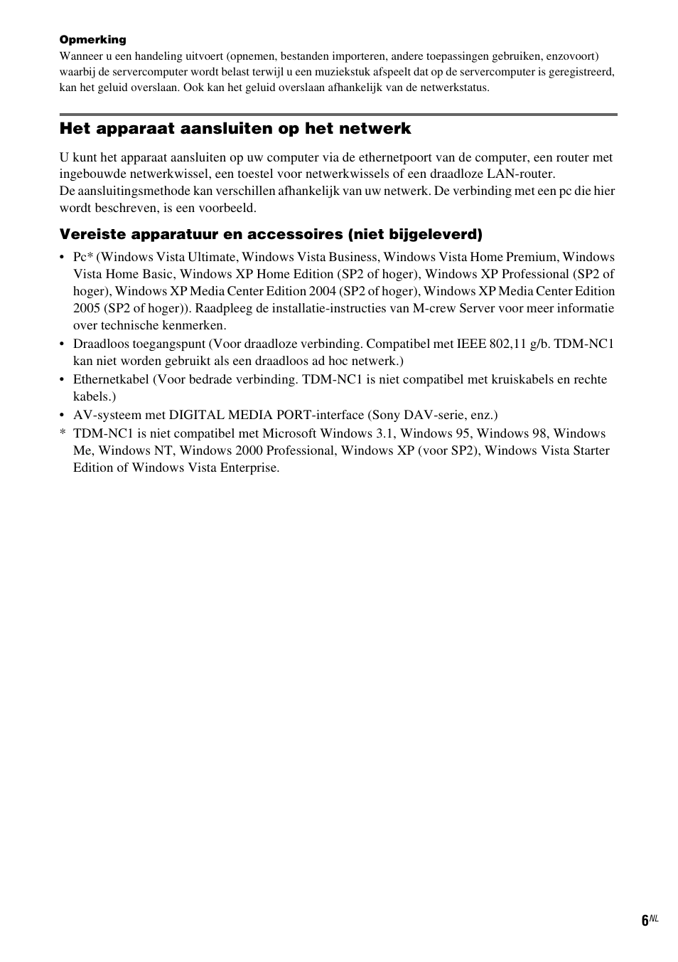 Het apparaat aansluiten op het netwerk | Sony TDM-NC1 User Manual | Page 178 / 467