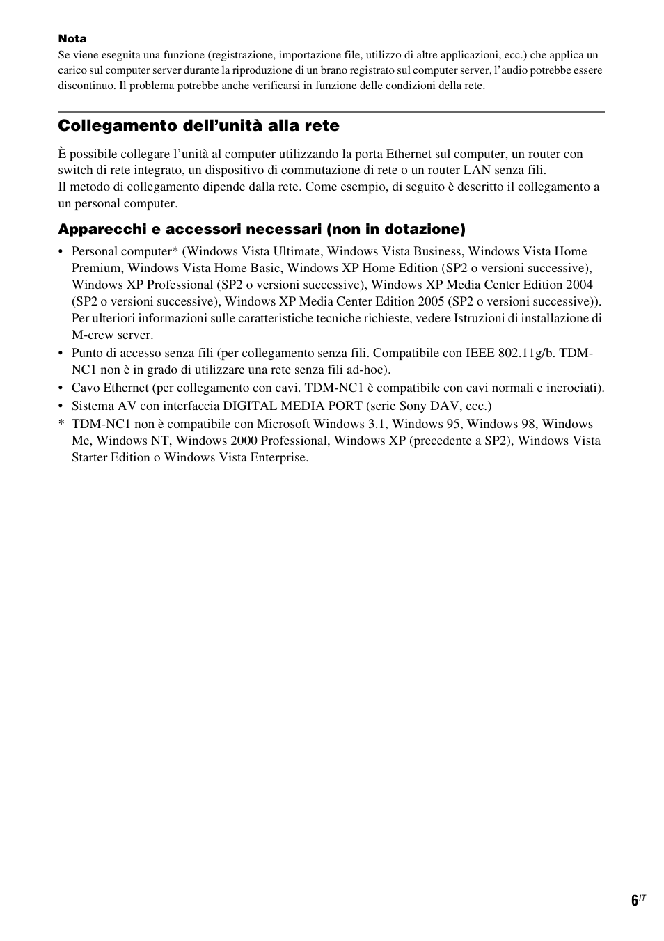 Collegamento dell’unità alla rete | Sony TDM-NC1 User Manual | Page 221 / 467