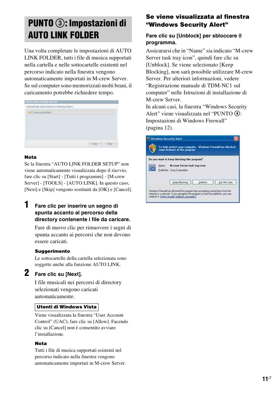 Punto 3: impostazioni di auto link folder, Punto 3: impostazioni di auto link, Folder | Punto 3 : impostazioni di auto link folder | Sony TDM-NC1 User Manual | Page 226 / 467
