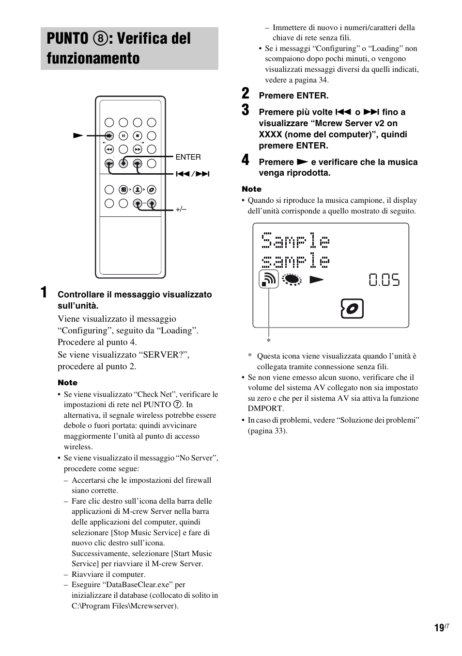 Punto 8: verifica del funzionamento, Punto 8: verifica del, Funzionamento | Punto 8 : verifica del funzionamento | Sony TDM-NC1 User Manual | Page 234 / 467