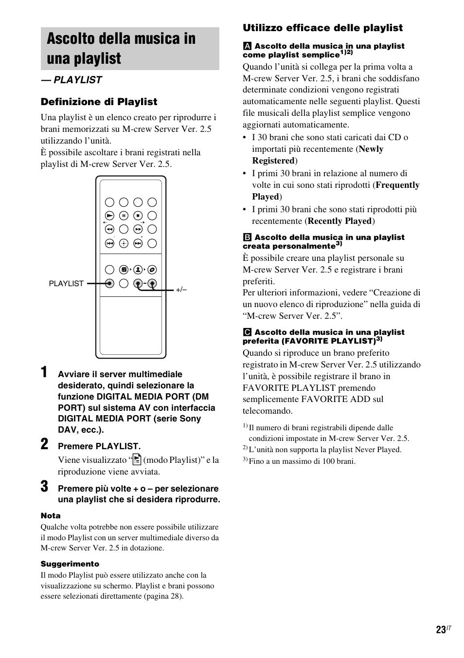 Ascolto della musica in una playlist, Playlist | Sony TDM-NC1 User Manual | Page 238 / 467
