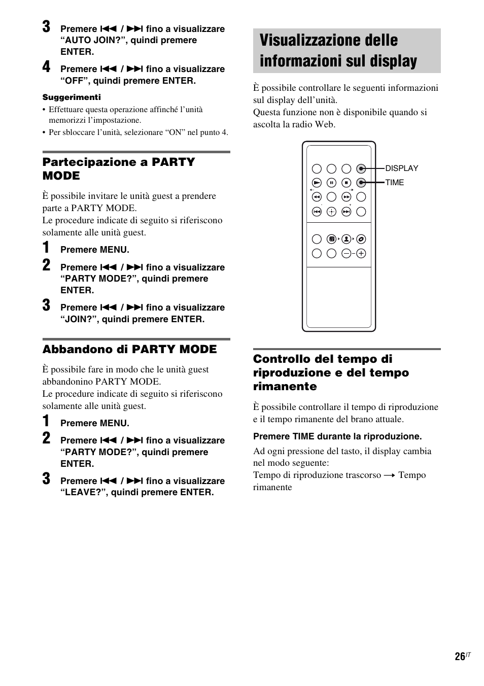 Visualizzazione delle informazioni sul display, Visualizzazione delle informazioni sul, Display | Sony TDM-NC1 User Manual | Page 241 / 467
