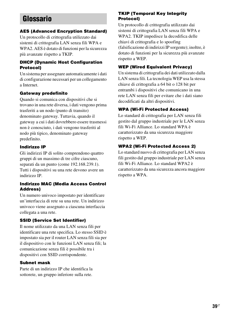Glossario | Sony TDM-NC1 User Manual | Page 254 / 467