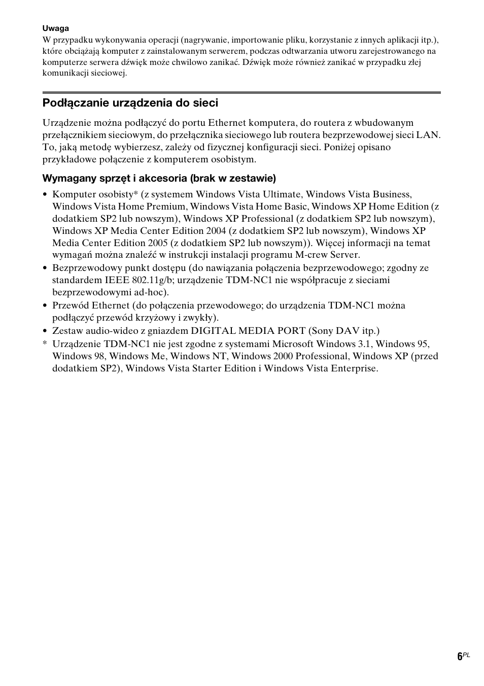 Podłączanie urządzenia do sieci | Sony TDM-NC1 User Manual | Page 303 / 467