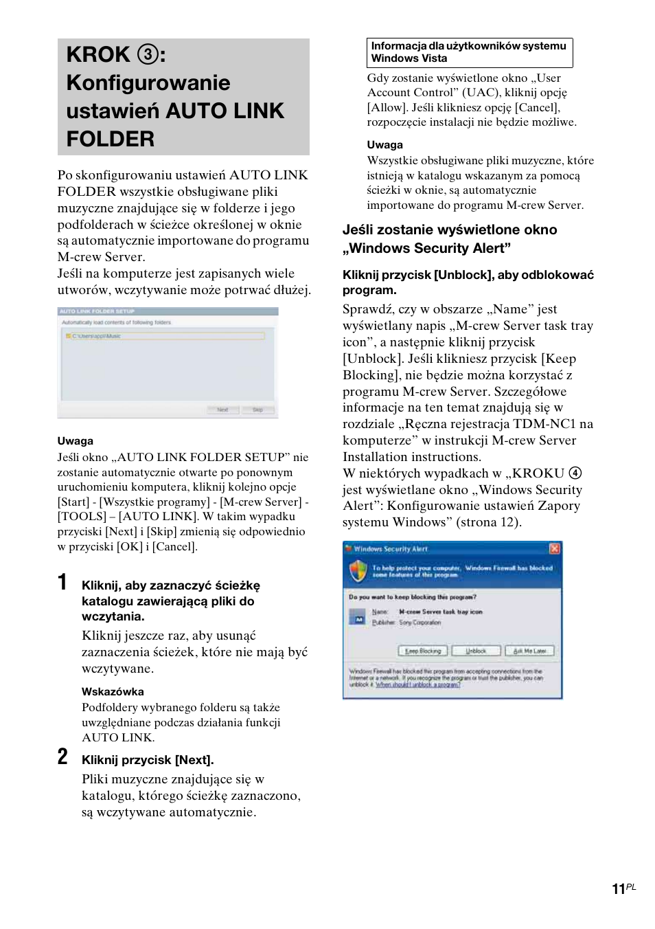 Krok 3: konfigurowanie ustawień auto link folder, Krok 3: konfigurowanie ustawień, Auto link folder | Krok 3 : konfigurowanie ustawień auto link folder | Sony TDM-NC1 User Manual | Page 308 / 467